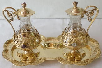 French antique solid silver gilt Gothic Chapel Set